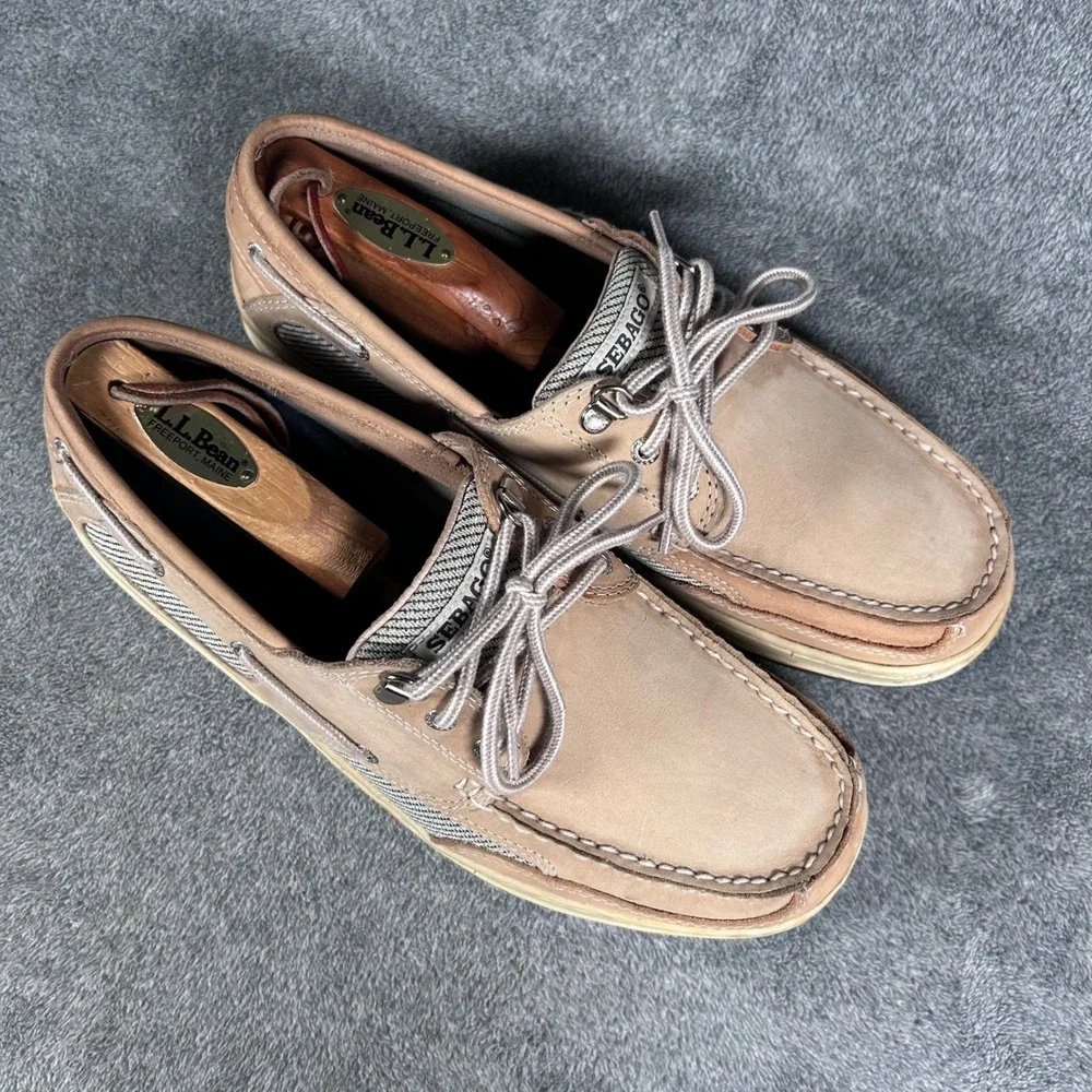 Sebago Boat Shoes Clovehitch II Mens Taupe Leather  B24302 Size 10.5 M